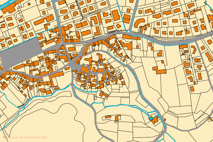 Mappa catastale del centro di Morozzo: particelle e fabbricati, cartografia Agenzia delle Entrate