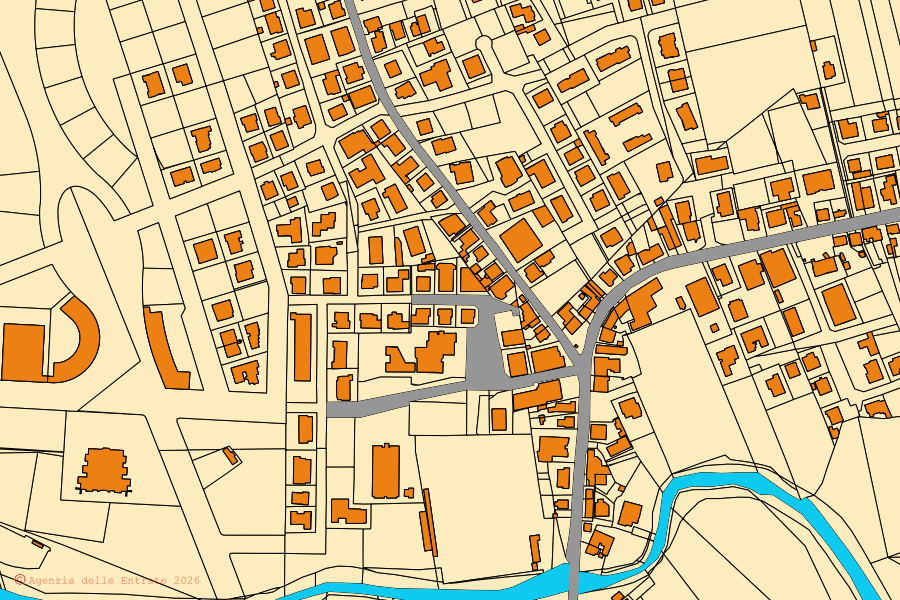 Mappa catastale del centro di Morrovalle: particelle e fabbricati, cartografia Agenzia delle Entrate