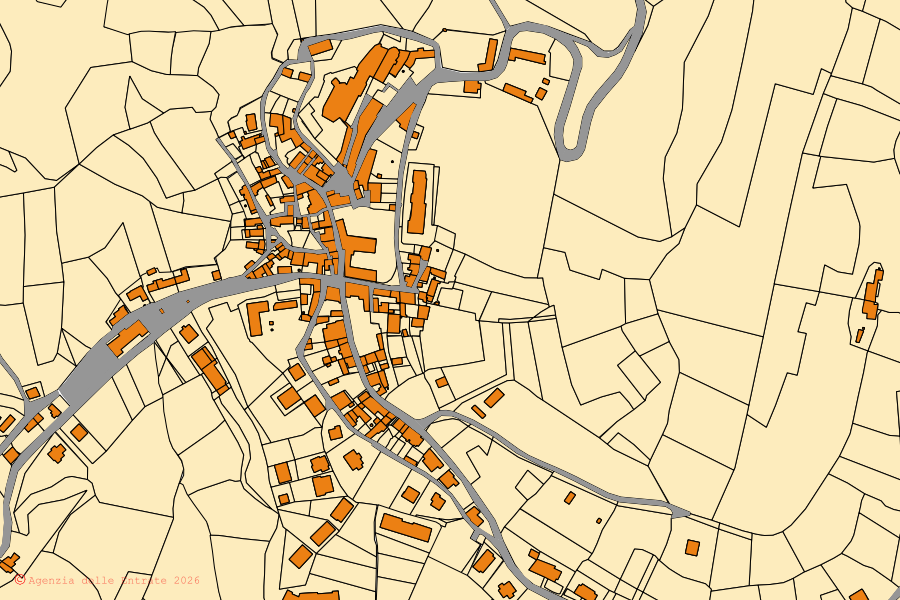 Mappa catastale del centro di Morsasco: particelle e fabbricati, cartografia Agenzia delle Entrate