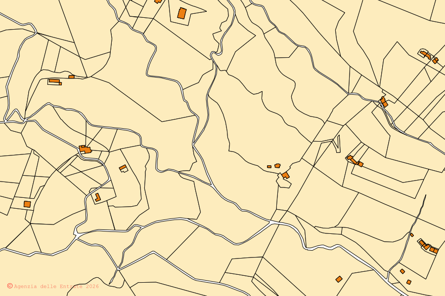 Mappa catastale del centro di Morterone: particelle e fabbricati, cartografia Agenzia delle Entrate