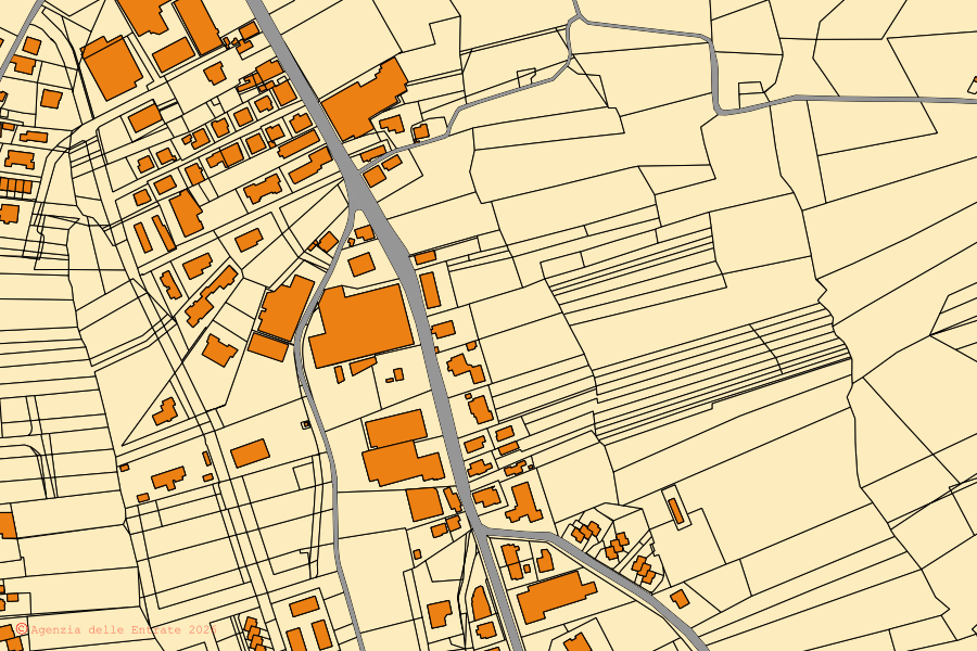 Mappa catastale del centro di Mosciano Sant'Angelo: particelle e fabbricati, cartografia Agenzia delle Entrate