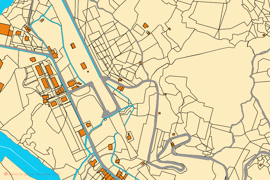 Mappa catastale del centro di Motta Camastra: particelle e fabbricati, cartografia Agenzia delle Entrate