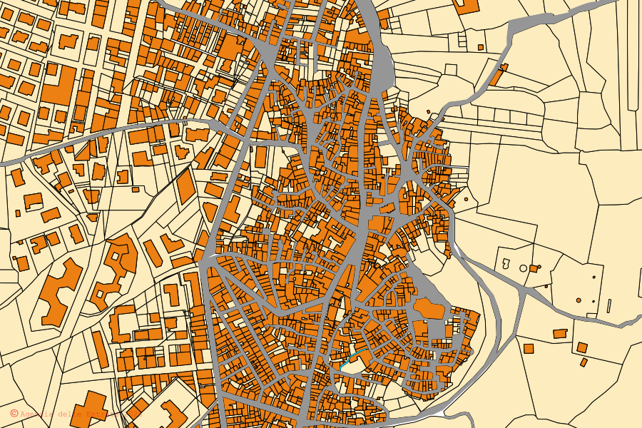 Mappa catastale del centro di Motta Sant'Anastasia: particelle e fabbricati, cartografia Agenzia delle Entrate