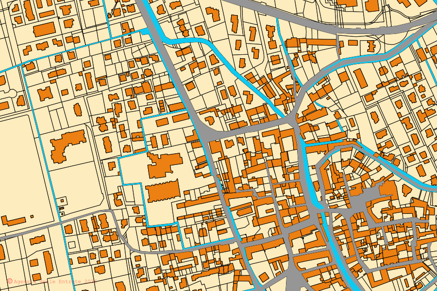 Mappa catastale del centro di Mozzanica: particelle e fabbricati, cartografia Agenzia delle Entrate
