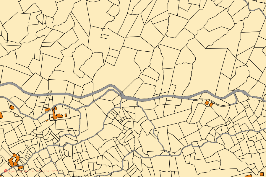 Mappa catastale del centro di Mulazzo: particelle e fabbricati, cartografia Agenzia delle Entrate