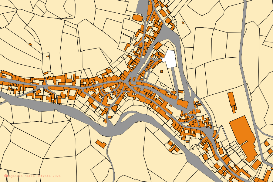 Mappa catastale del centro di Murazzano: particelle e fabbricati, cartografia Agenzia delle Entrate