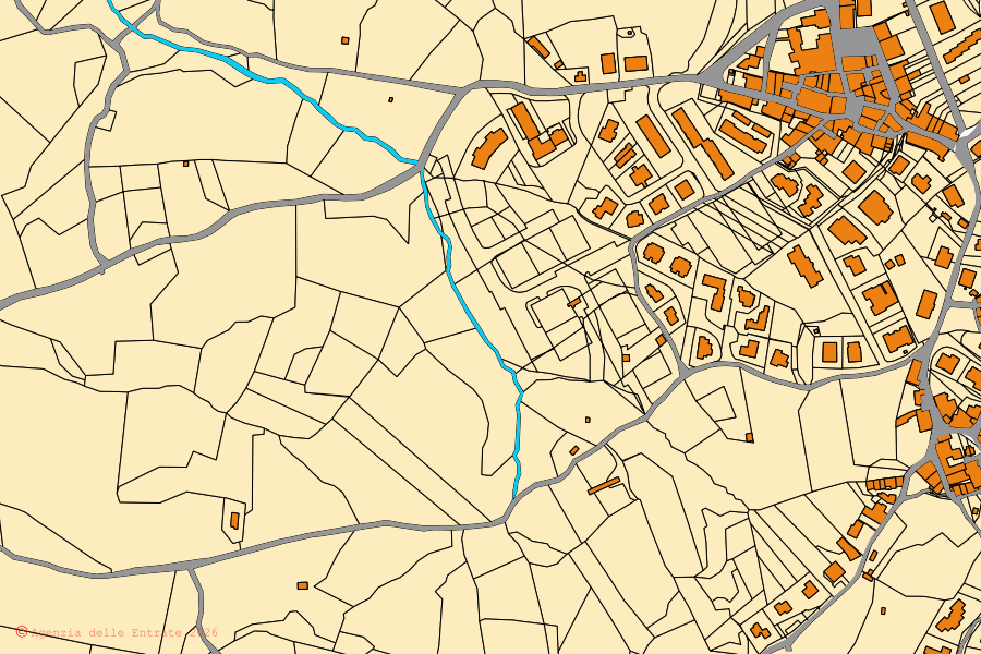 Mappa catastale del centro di Murlo: particelle e fabbricati, cartografia Agenzia delle Entrate