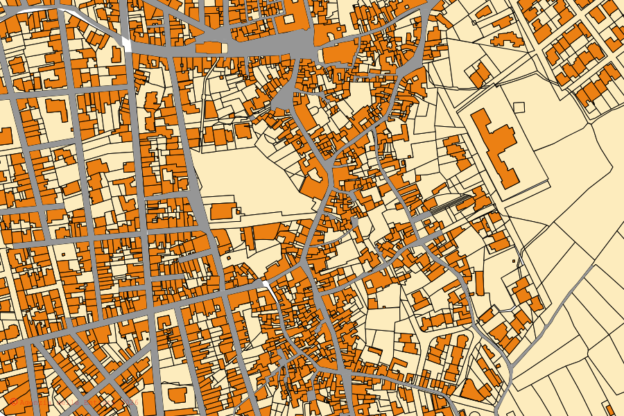 Mappa catastale del centro di Muro Leccese: particelle e fabbricati, cartografia Agenzia delle Entrate