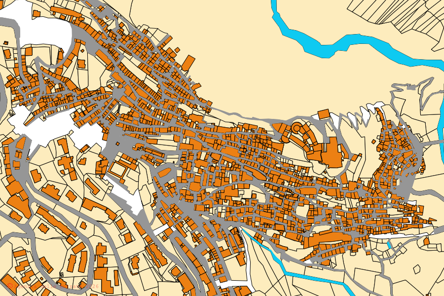Mappa catastale del centro di Muro Lucano: particelle e fabbricati, cartografia Agenzia delle Entrate