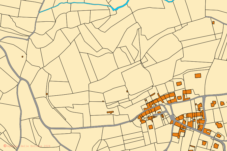 Mappa catastale del centro di Muscoline: particelle e fabbricati, cartografia Agenzia delle Entrate