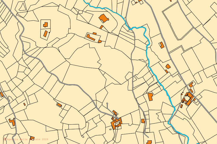 Mappa catastale del centro di Muzzano: particelle e fabbricati, cartografia Agenzia delle Entrate