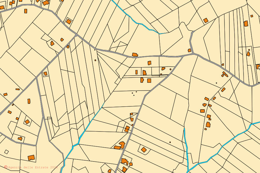 Mappa catastale del centro di Nazzano: particelle e fabbricati, cartografia Agenzia delle Entrate