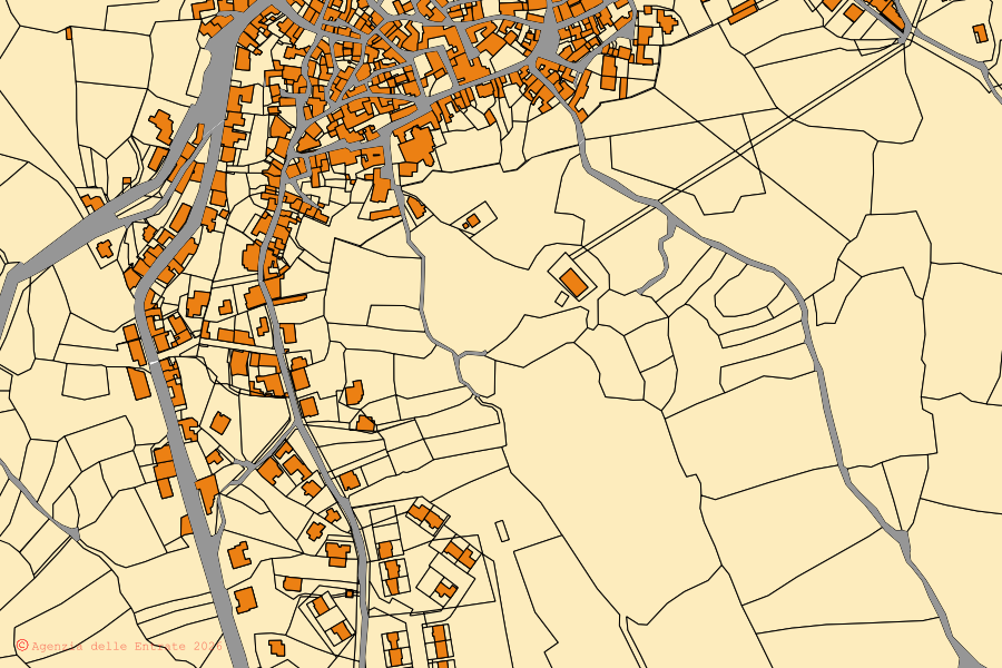 Mappa catastale del centro di Neoneli: particelle e fabbricati, cartografia Agenzia delle Entrate