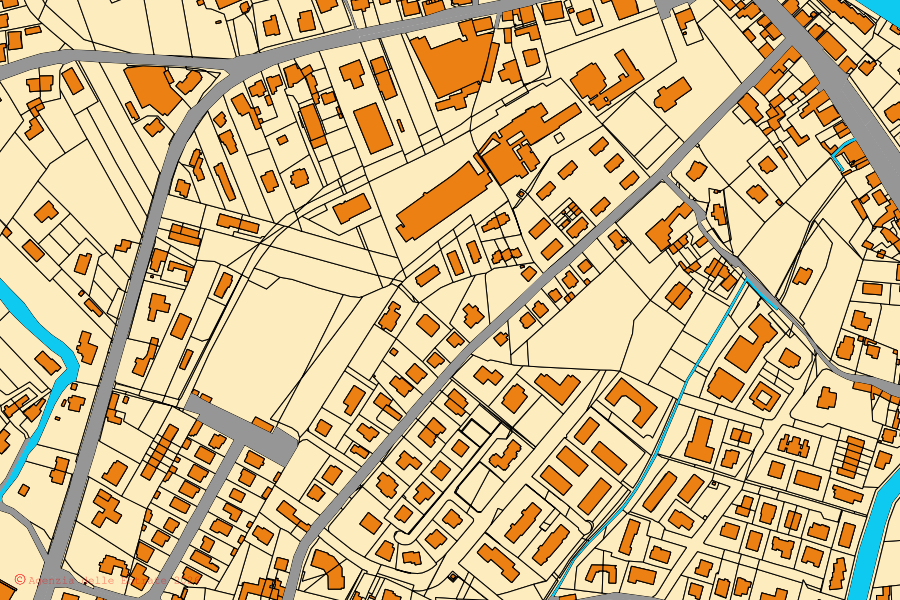 Mappa catastale del centro di Nervesa della Battaglia: particelle e fabbricati, cartografia Agenzia delle Entrate