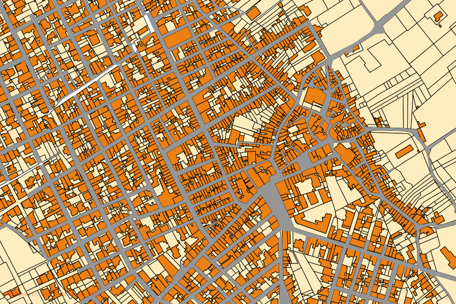 Mappa catastale del centro di Neviano: particelle e fabbricati, cartografia Agenzia delle Entrate