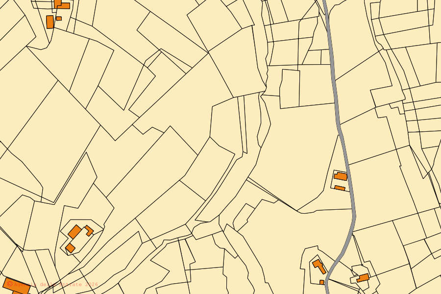 Mappa catastale del centro di Neviglie: particelle e fabbricati, cartografia Agenzia delle Entrate