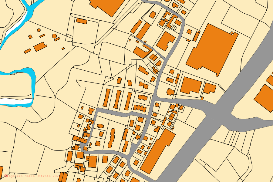 Mappa catastale del centro di Nibionno: particelle e fabbricati, cartografia Agenzia delle Entrate