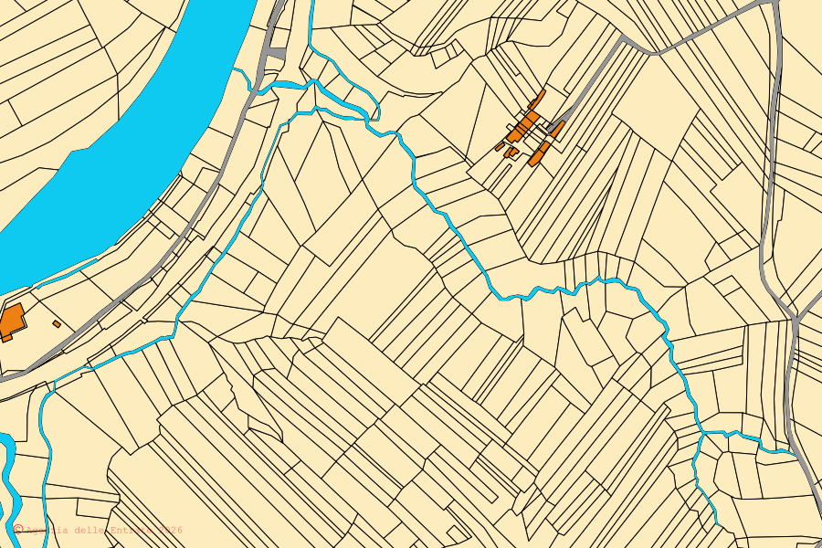 Mappa catastale del centro di Niella Tanaro: particelle e fabbricati, cartografia Agenzia delle Entrate