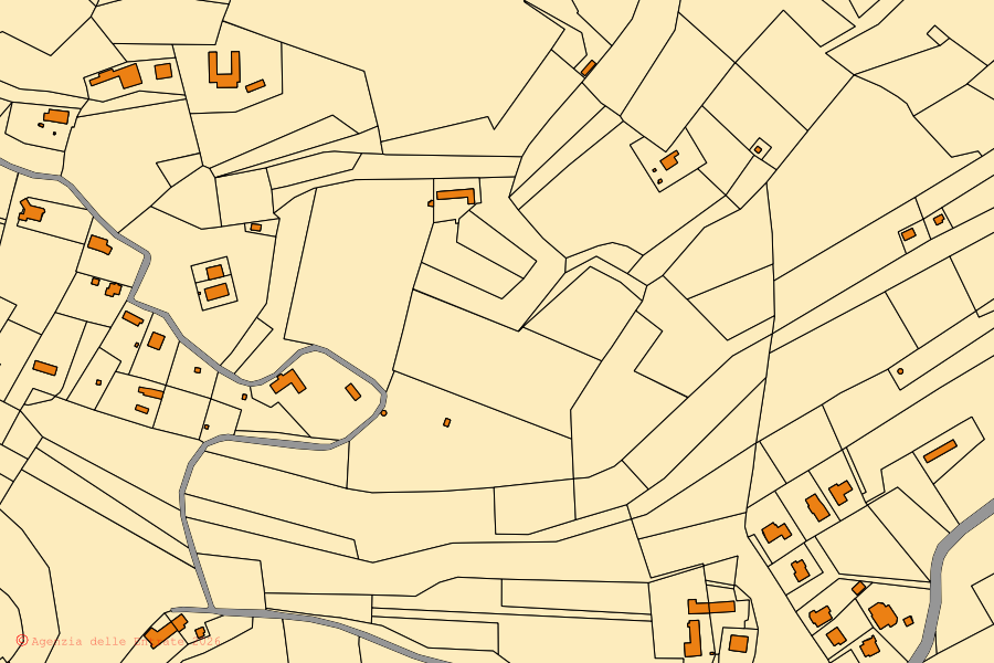 Mappa catastale del centro di Nizza Monferrato: particelle e fabbricati, cartografia Agenzia delle Entrate