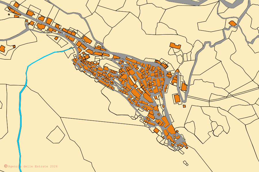 Mappa catastale del centro di Nocara: particelle e fabbricati, cartografia Agenzia delle Entrate