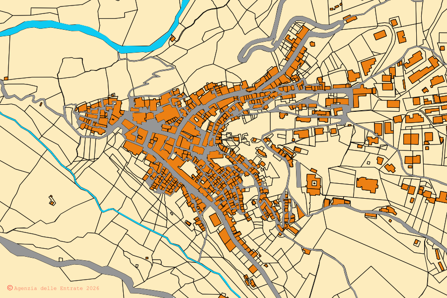 Mappa catastale del centro di Nocera Terinese: particelle e fabbricati, cartografia Agenzia delle Entrate