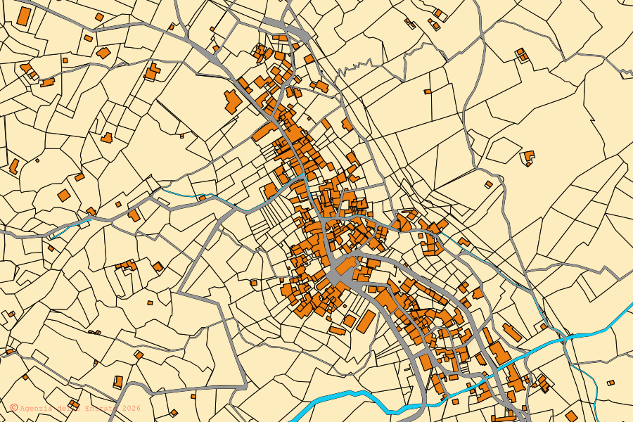 Mappa catastale del centro di Nomaglio: particelle e fabbricati, cartografia Agenzia delle Entrate