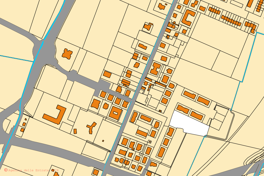 Mappa catastale del centro di Nonantola: particelle e fabbricati, cartografia Agenzia delle Entrate