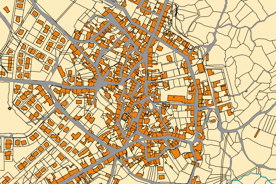 Mappa catastale del centro di Norbello: particelle e fabbricati, cartografia Agenzia delle Entrate