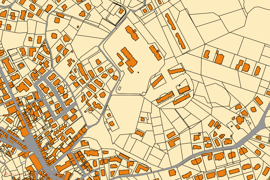 Mappa catastale del centro di Norma: particelle e fabbricati, cartografia Agenzia delle Entrate