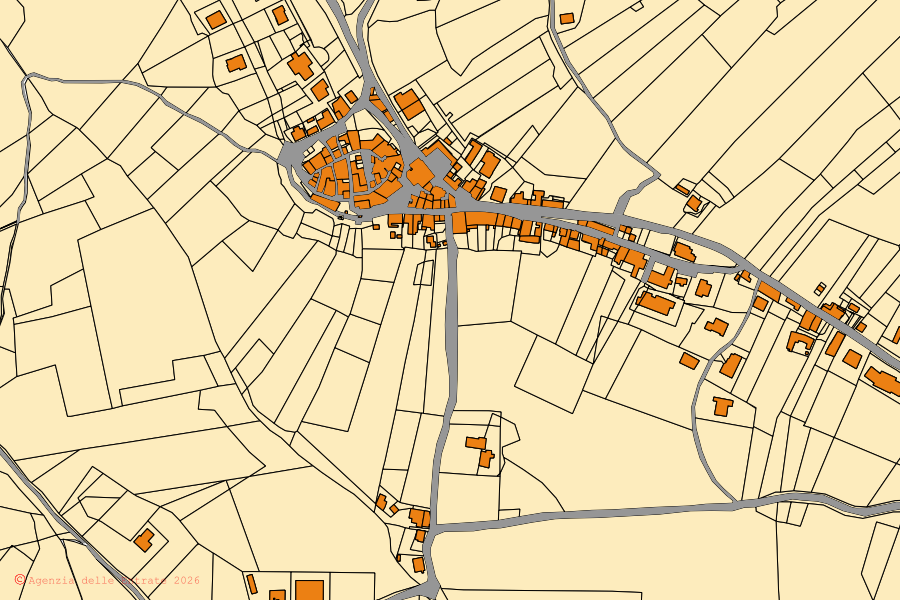 Mappa catastale del centro di Notaresco: particelle e fabbricati, cartografia Agenzia delle Entrate
