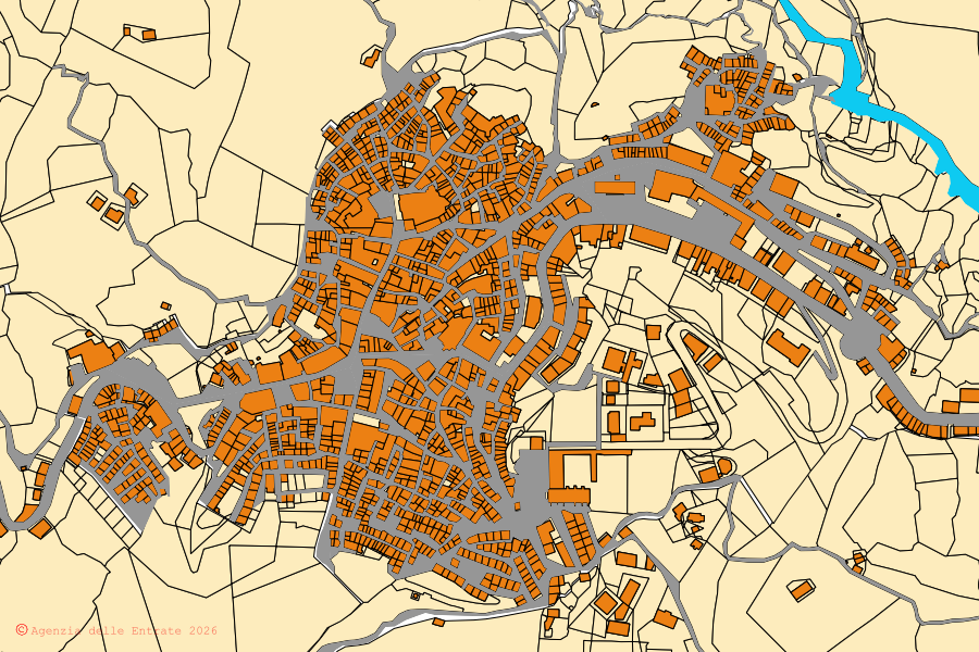 Mappa catastale del centro di Novara di Sicilia: particelle e fabbricati, cartografia Agenzia delle Entrate