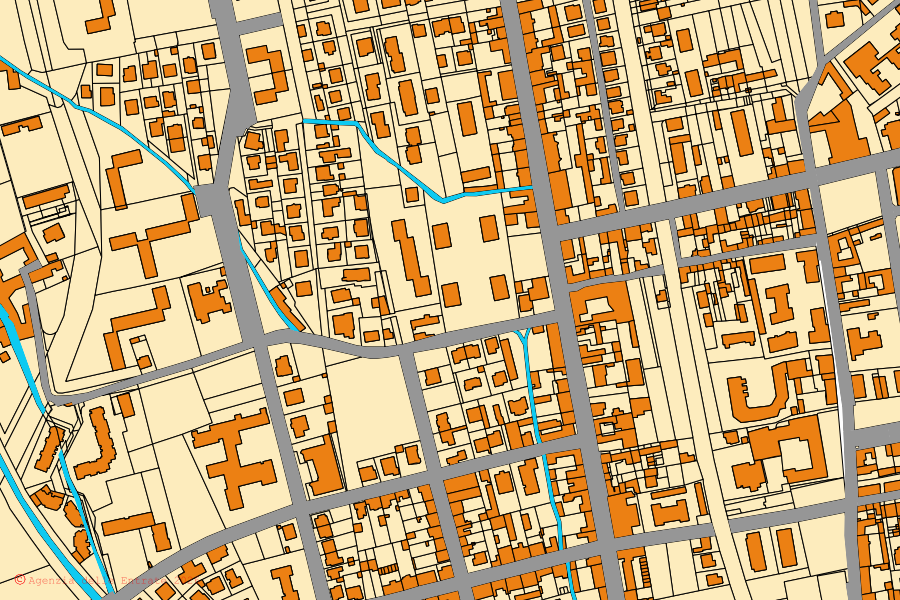 Mappa catastale del centro di Novara: particelle e fabbricati, cartografia Agenzia delle Entrate