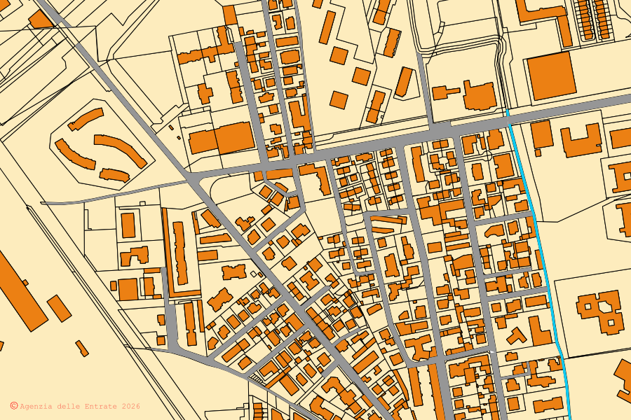 Mappa catastale del centro di Novate Milanese: particelle e fabbricati, cartografia Agenzia delle Entrate