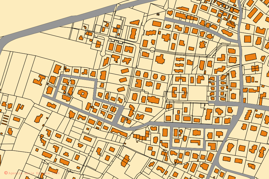 Mappa catastale del centro di Noventa Padovana: particelle e fabbricati, cartografia Agenzia delle Entrate
