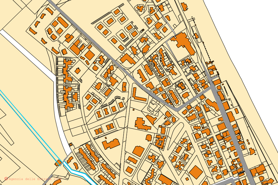 Mappa catastale del centro di Numana: particelle e fabbricati, cartografia Agenzia delle Entrate