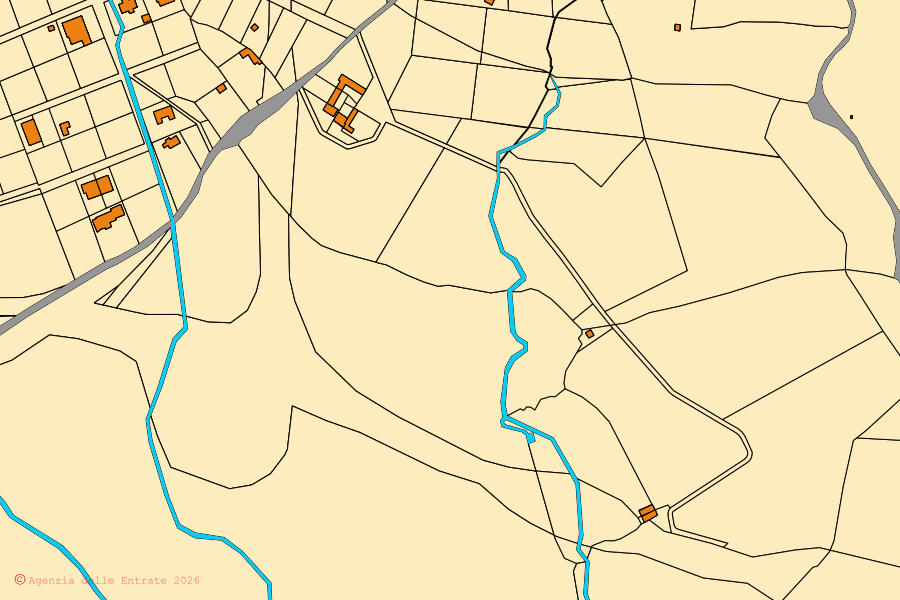 Mappa catastale del centro di Nuoro: particelle e fabbricati, cartografia Agenzia delle Entrate