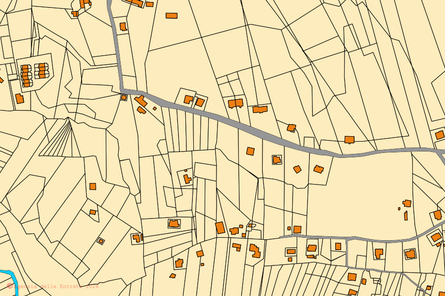 Mappa catastale del centro di Nusco: particelle e fabbricati, cartografia Agenzia delle Entrate