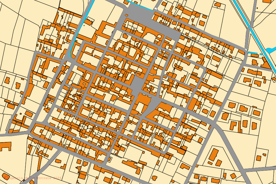 Mappa catastale del centro di Occimiano: particelle e fabbricati, cartografia Agenzia delle Entrate