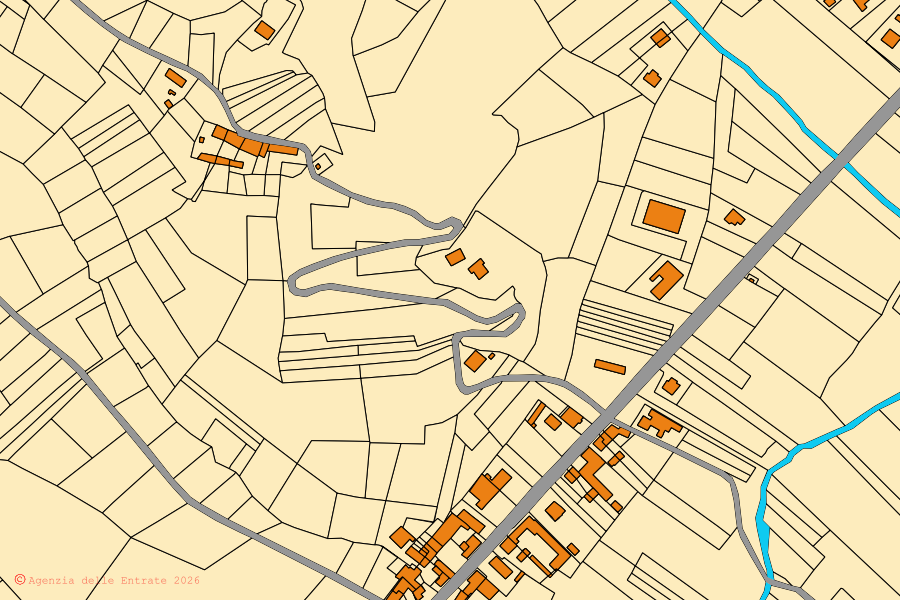 Mappa catastale del centro di Odalengo Grande: particelle e fabbricati, cartografia Agenzia delle Entrate
