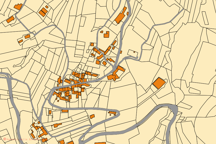 Mappa catastale del centro di Odalengo Piccolo: particelle e fabbricati, cartografia Agenzia delle Entrate