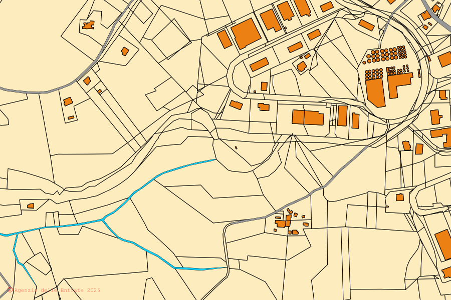 Mappa catastale del centro di Offida: particelle e fabbricati, cartografia Agenzia delle Entrate