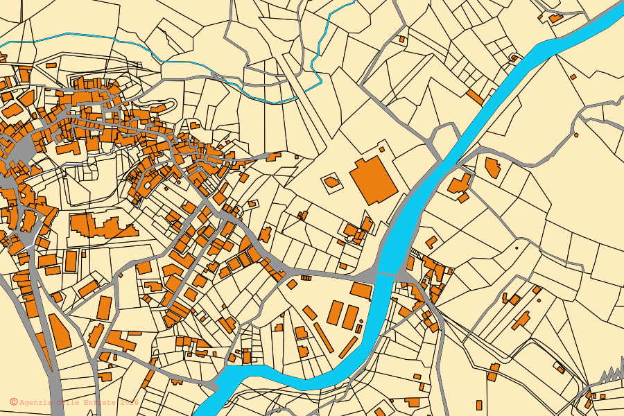 Mappa catastale del centro di Olevano sul Tusciano: particelle e fabbricati, cartografia Agenzia delle Entrate