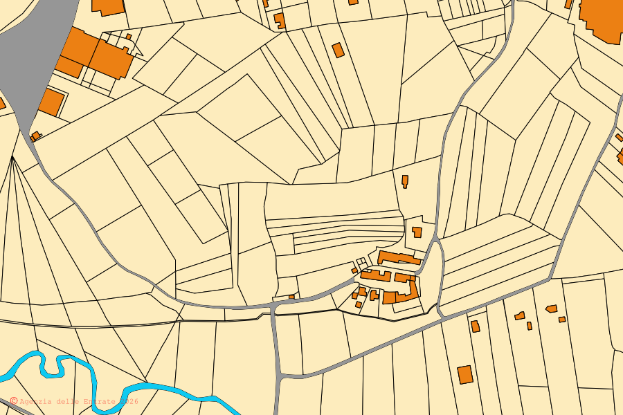Mappa catastale del centro di Olgiate Comasco: particelle e fabbricati, cartografia Agenzia delle Entrate