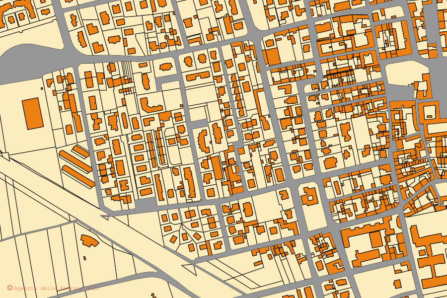 Mappa catastale del centro di Olgiate Olona: particelle e fabbricati, cartografia Agenzia delle Entrate