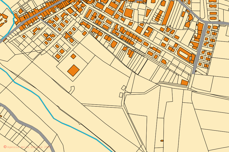 Mappa catastale del centro di Oliveri: particelle e fabbricati, cartografia Agenzia delle Entrate