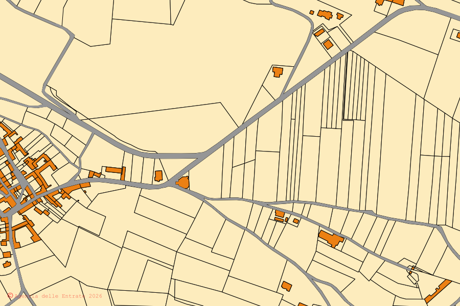 Mappa catastale del centro di Olivola: particelle e fabbricati, cartografia Agenzia delle Entrate