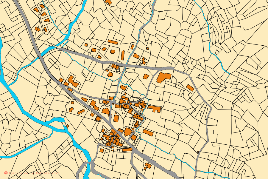 Mappa catastale del centro di Ollomont: particelle e fabbricati, cartografia Agenzia delle Entrate