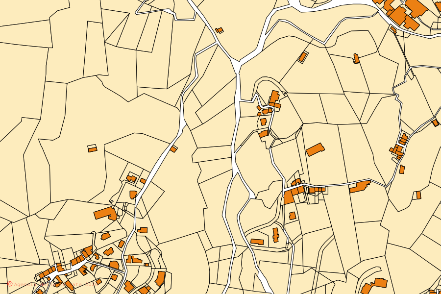 Mappa catastale del centro di Oltre il Colle: particelle e fabbricati, cartografia Agenzia delle Entrate
