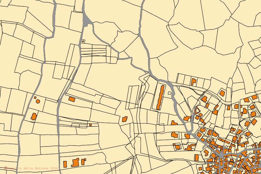 Mappa catastale del centro di Onifai: particelle e fabbricati, cartografia Agenzia delle Entrate