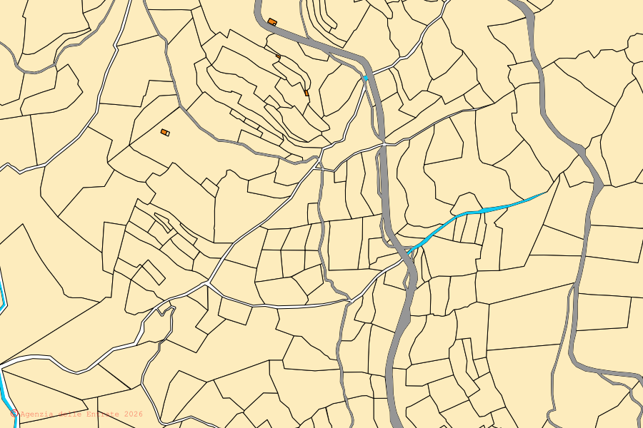 Mappa catastale del centro di Onzo: particelle e fabbricati, cartografia Agenzia delle Entrate